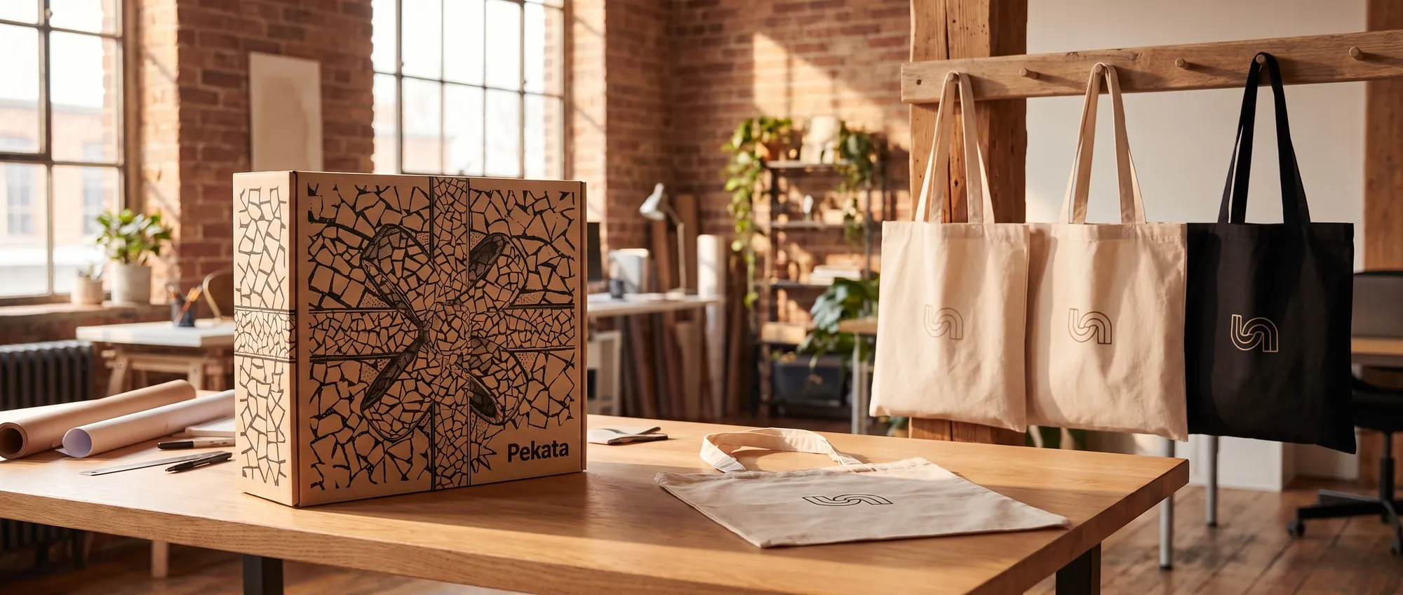 Personalizowane torby materiałowe typu tote bag z logo firmy nadrukowanym na przodzie