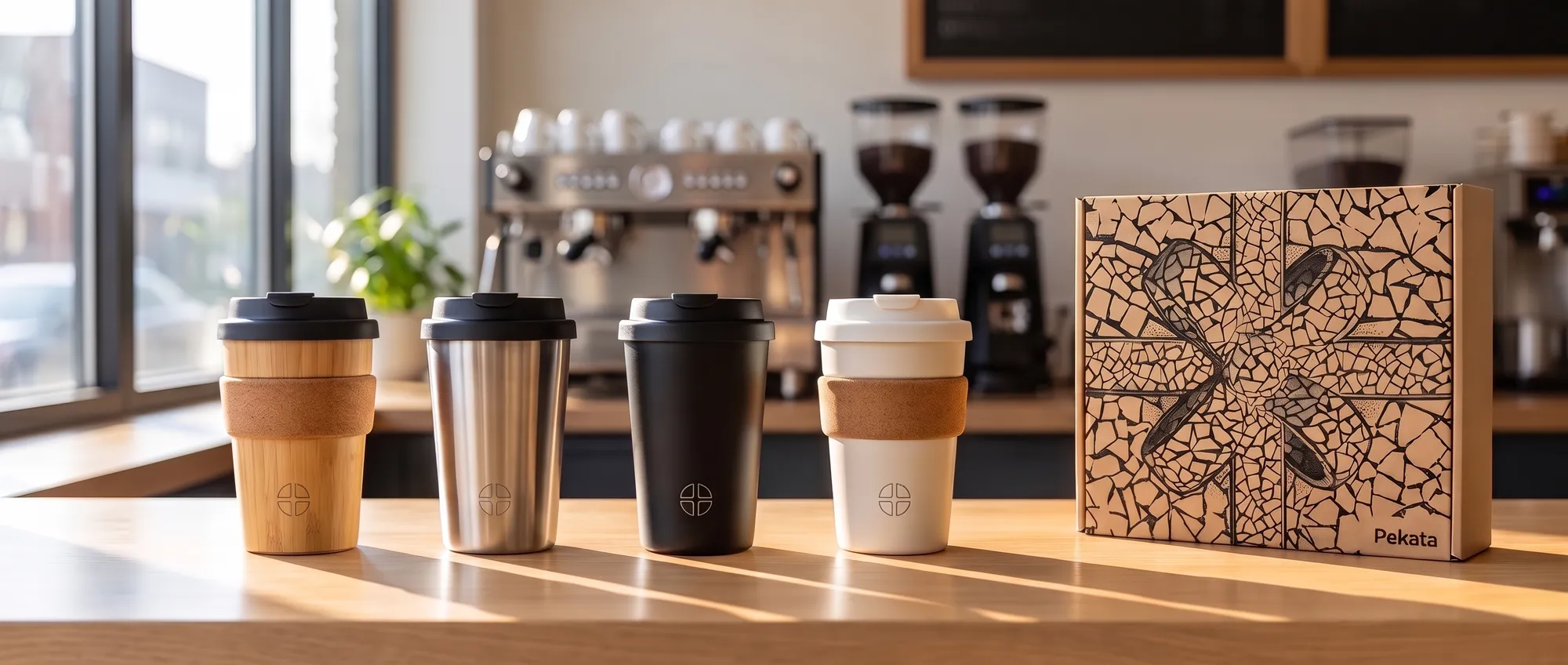 Custom reusable coffee, event, and thermal cups with a company logo